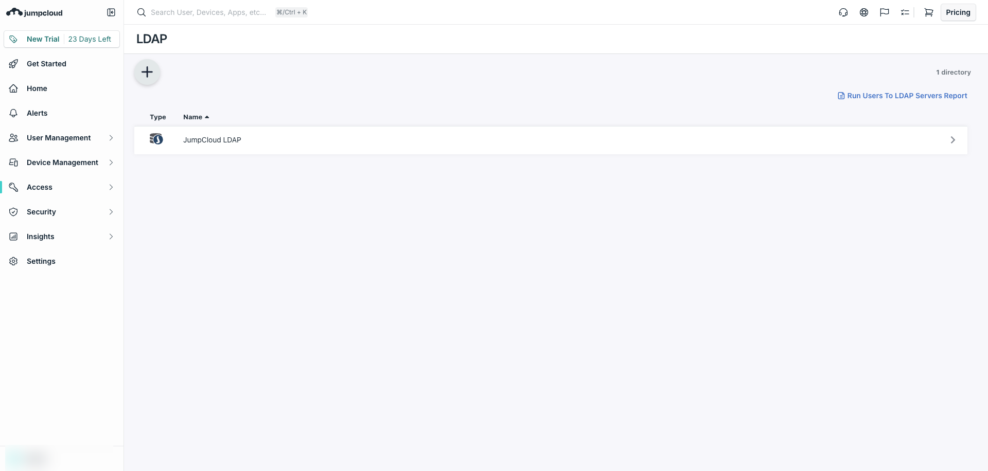 JumpCloud LDAP ページ